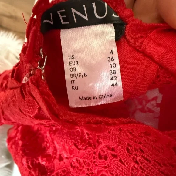 VENUS Red Lace Mini Dress - Picture 3 of 3